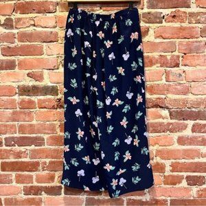 TRYB 100% Silk Floral Culottes Pants Cropped Size Small
